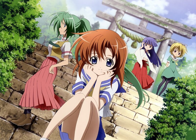 Anime girls at a shrine