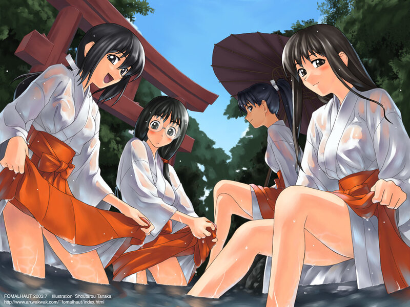 Anime girls at a shrine