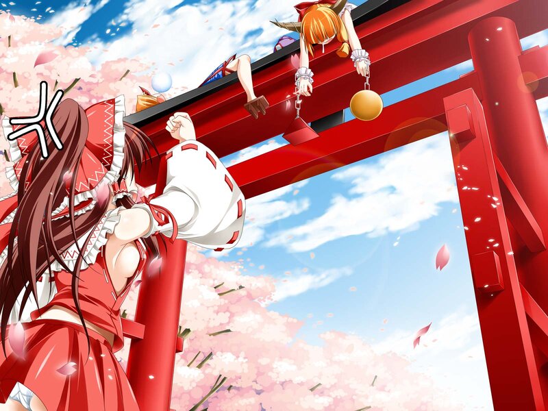 Anime girls at a shrine
