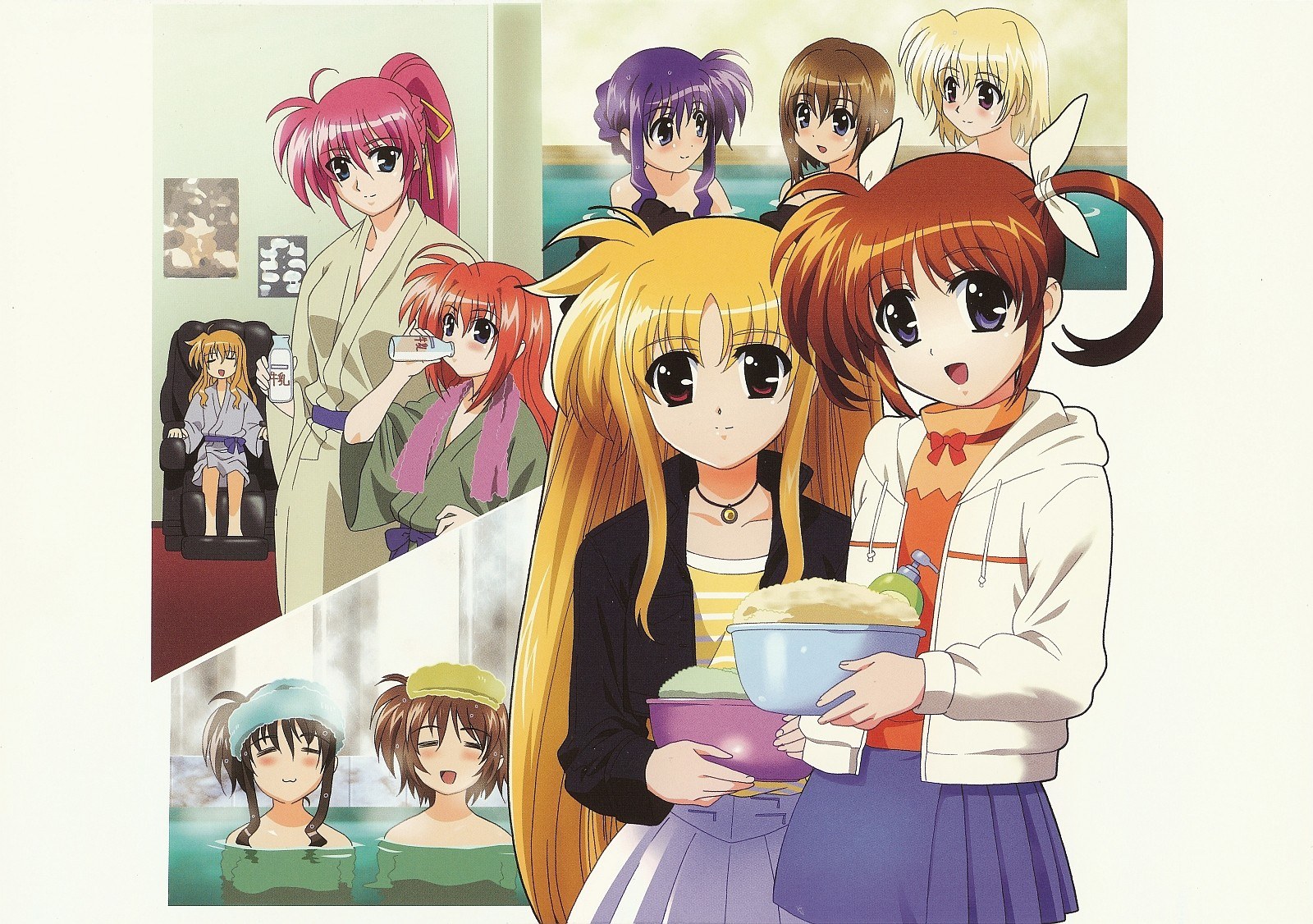 anime girls at a spa