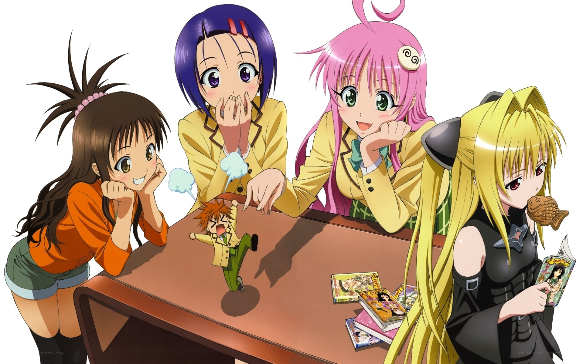 anime girls at a table