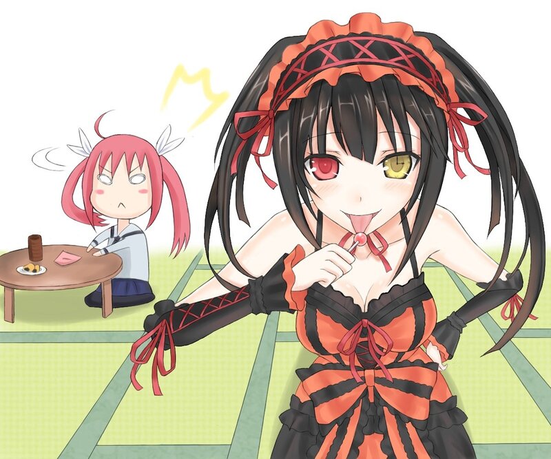 Anime girls at a tea party