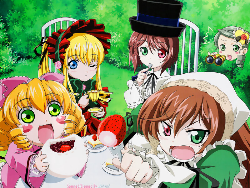 Anime girls at a tea party