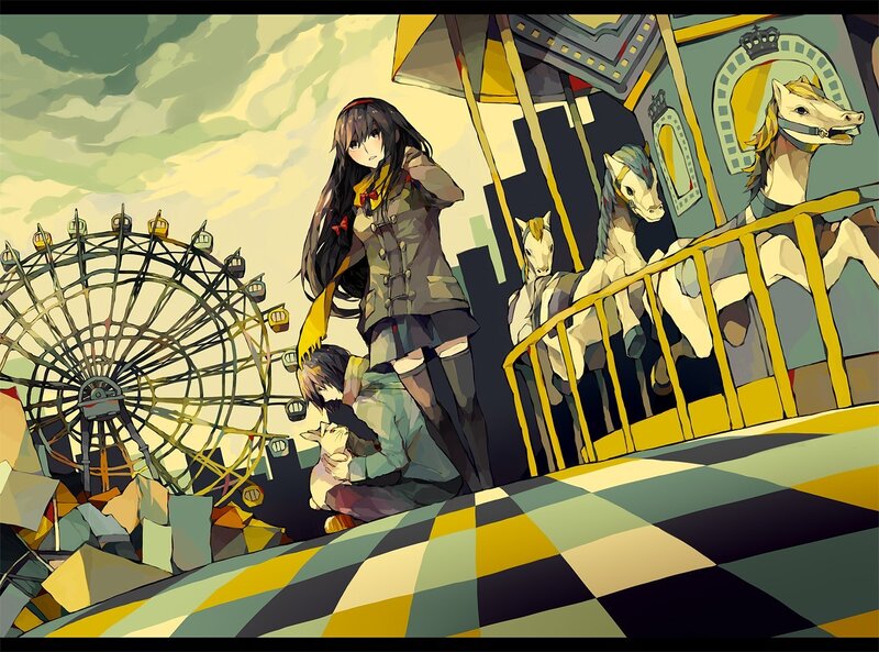 Anime girls at amusement park