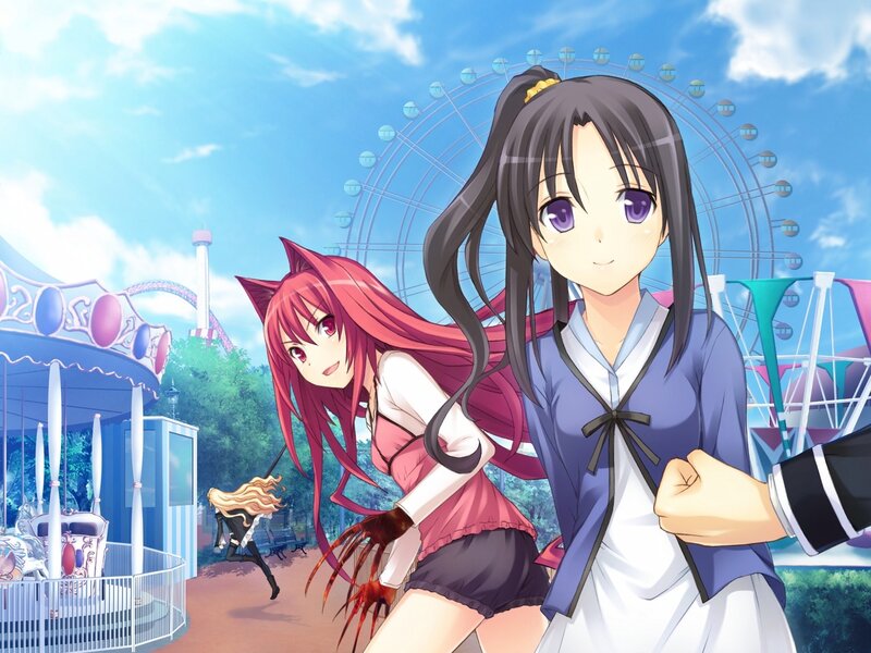 Anime girls at amusement park