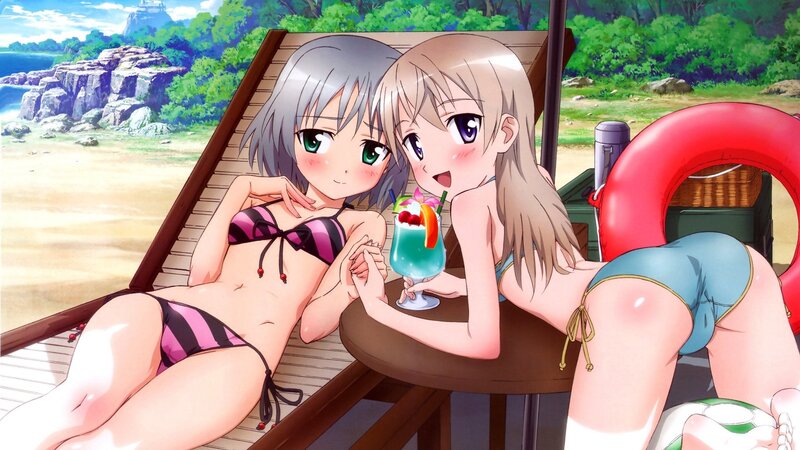 Anime girls at beach