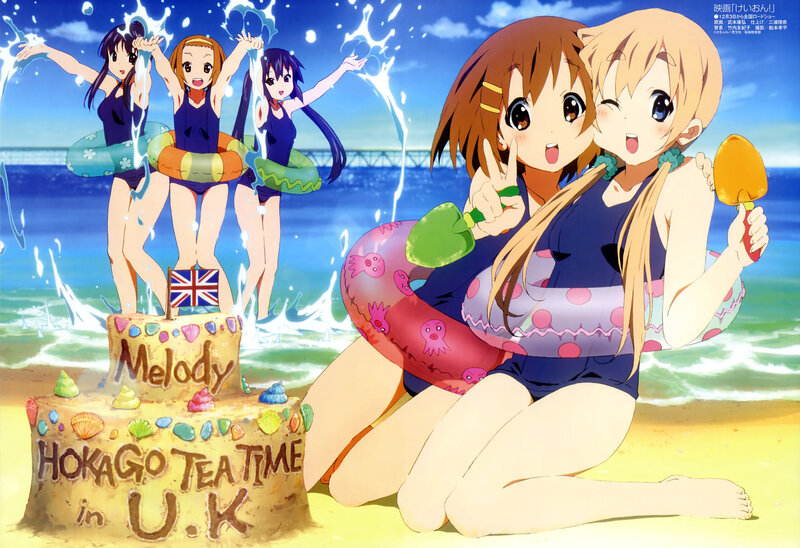 Anime Girls at Beach — Blue, Happy, Afternoon
