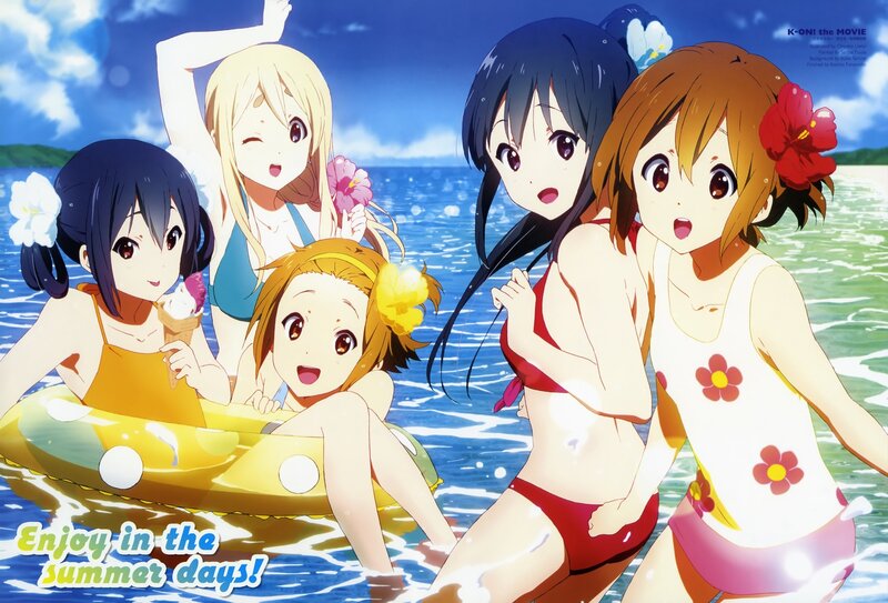 Anime Girls at Beach — Blue, Happy, Summer