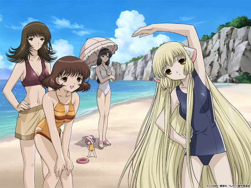 Anime Girls at Beach — Blue, Relaxed, Afternoon, Sea