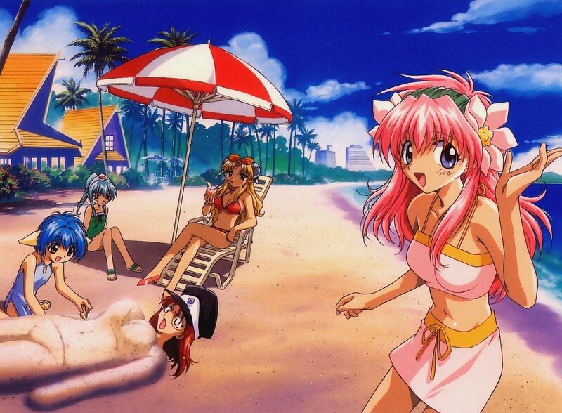 Anime Girls at Beach — Pink