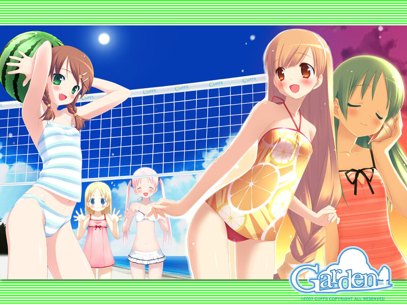 Anime girls at beach volleyball