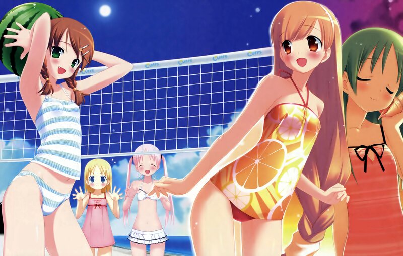 Anime girls at beach volleyball