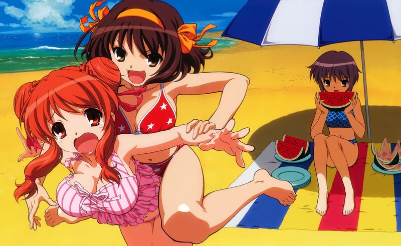 Anime Girls at Beach — Yellow