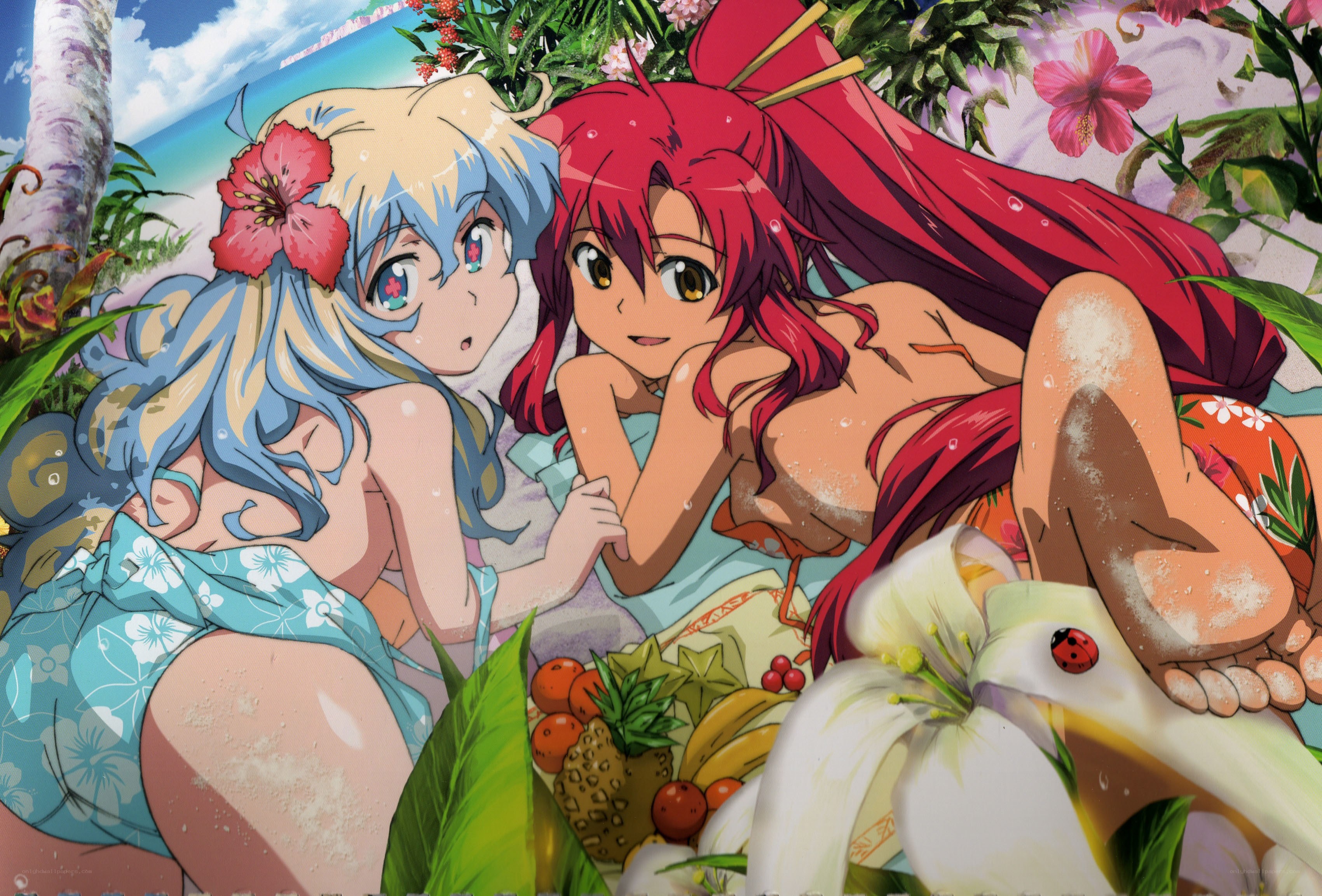 anime girls at beach