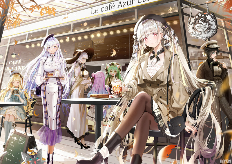Anime Girls at Cafe — Beige