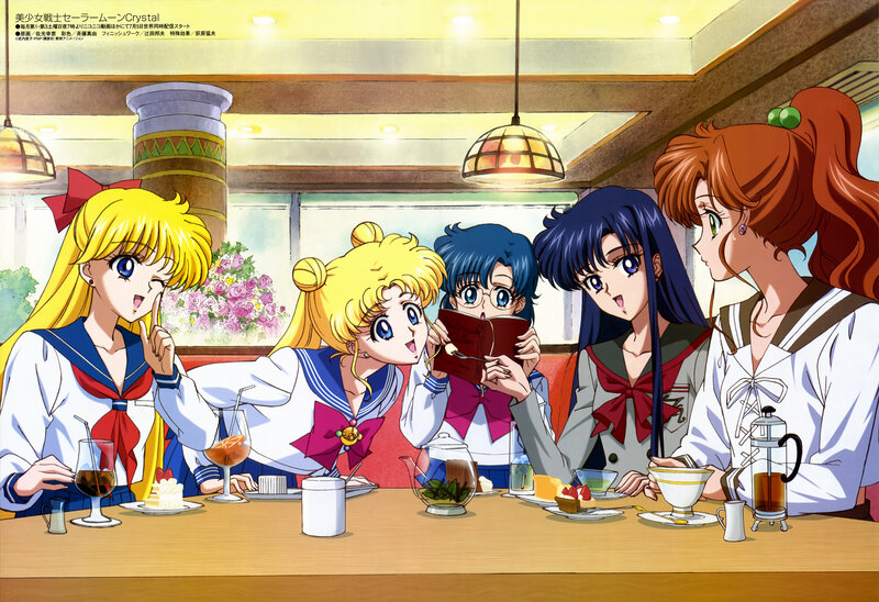 Anime Girls at Cafe — Blue, Relaxed