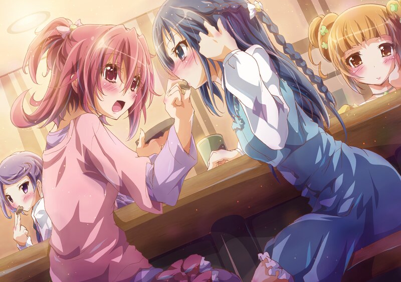 Anime Girls at Cafe — Pink