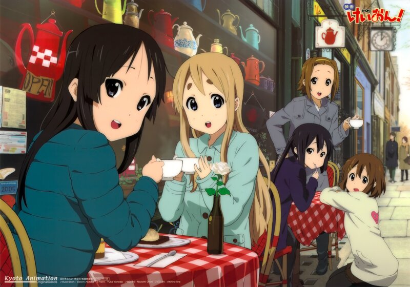 Anime Girls at Cafe — Red, Casual