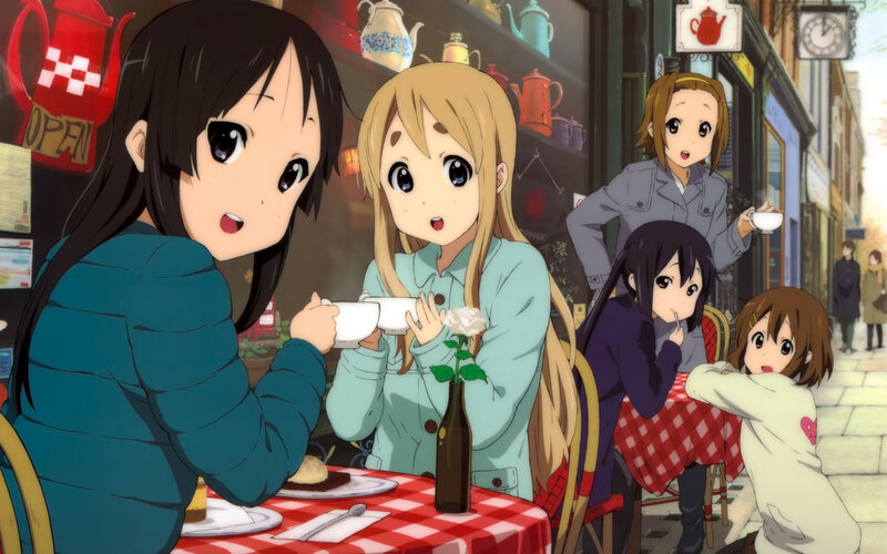 Anime Girls at Cafe — Red