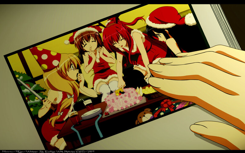 Anime Girls at Christmas Party — Red
