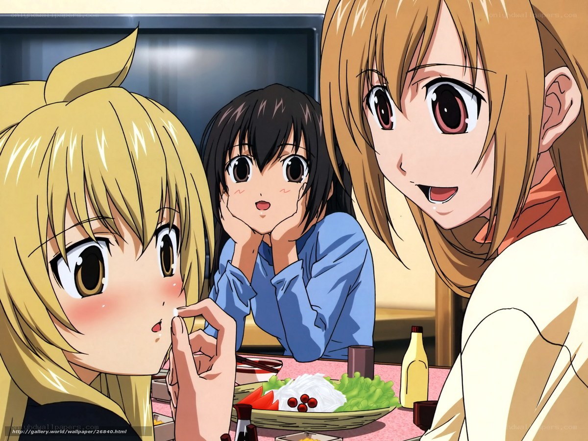 anime girls at dinner table