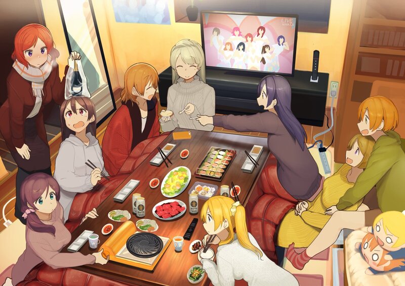 Anime Girls at Dinner — Yellow