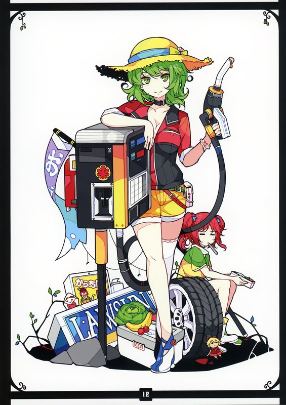 anime girls at gas station