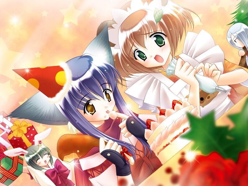 Anime Girls at Holiday Party