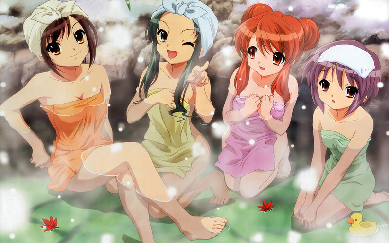 anime girls at hot spring