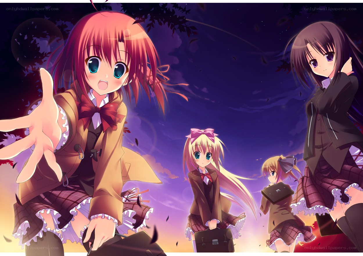 anime girls at night