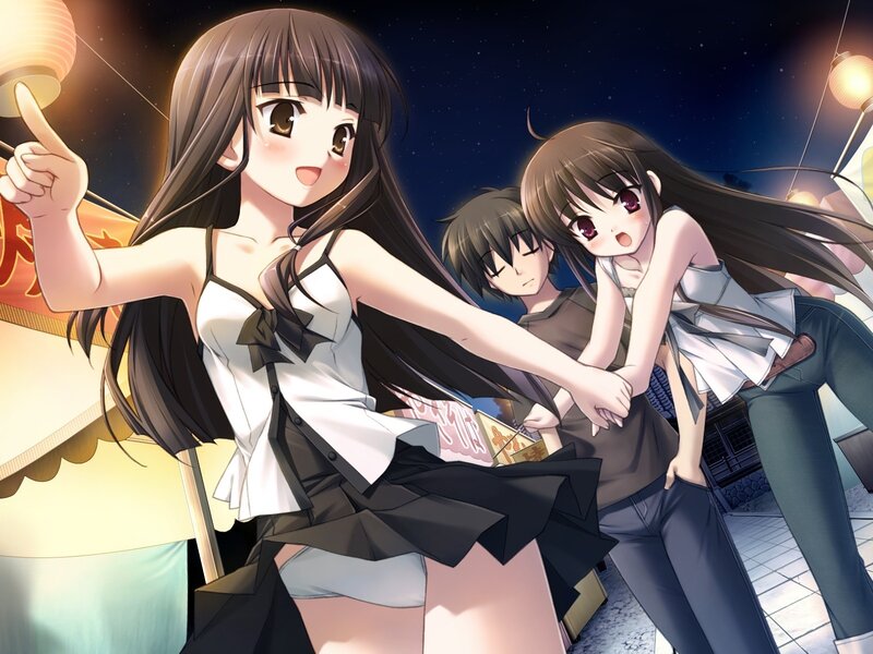 Anime girls at night festival