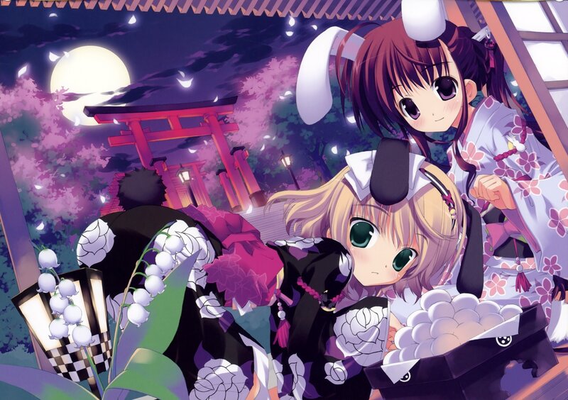 Anime girls at night festival