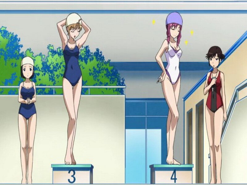 Anime Girls at Pool — Blue, Calm
