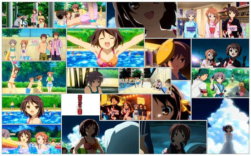 Anime Girls at Pool — Blue, Cheerful