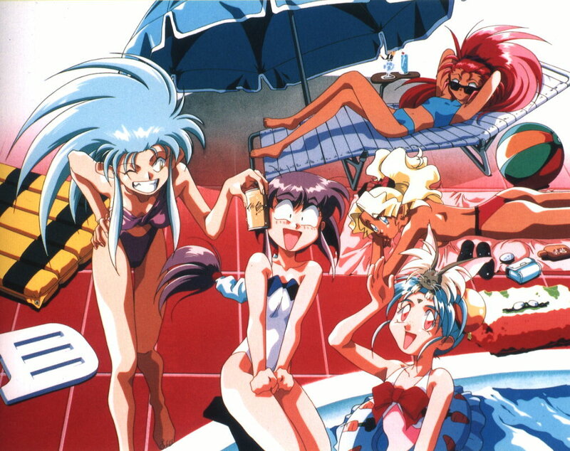 Anime Girls at Pool — Red