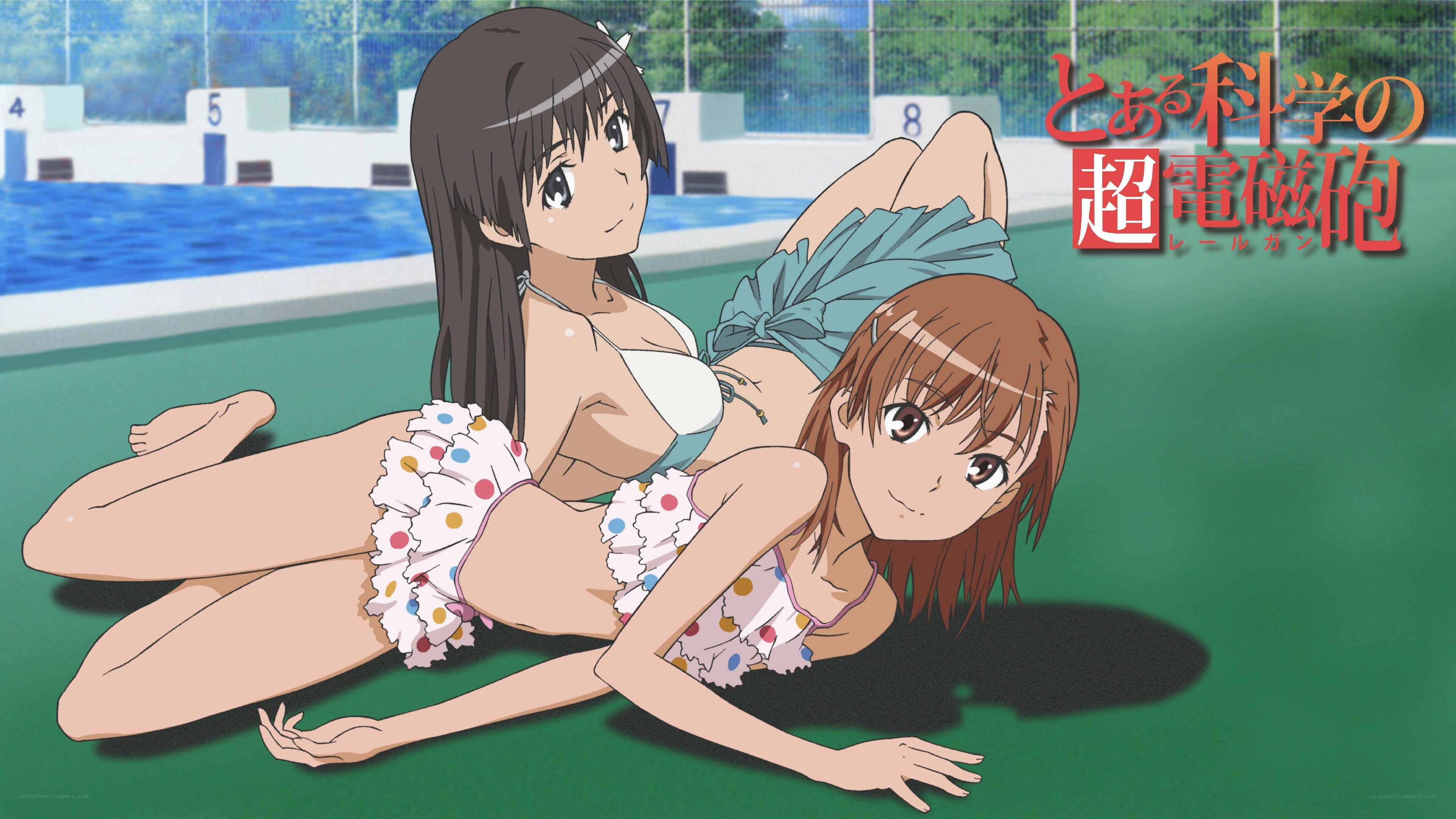 Anime girls at poolside