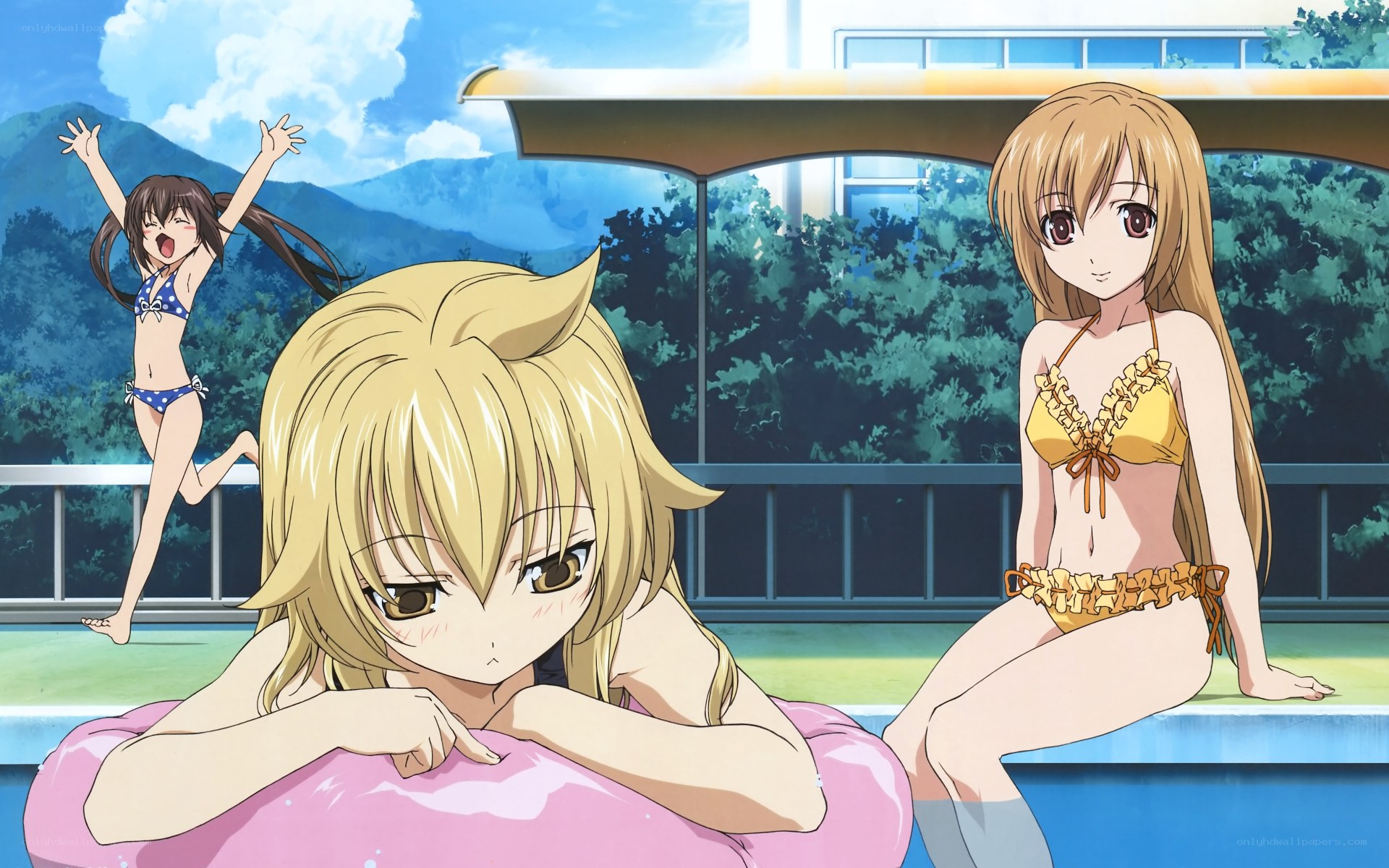 anime girls at poolside