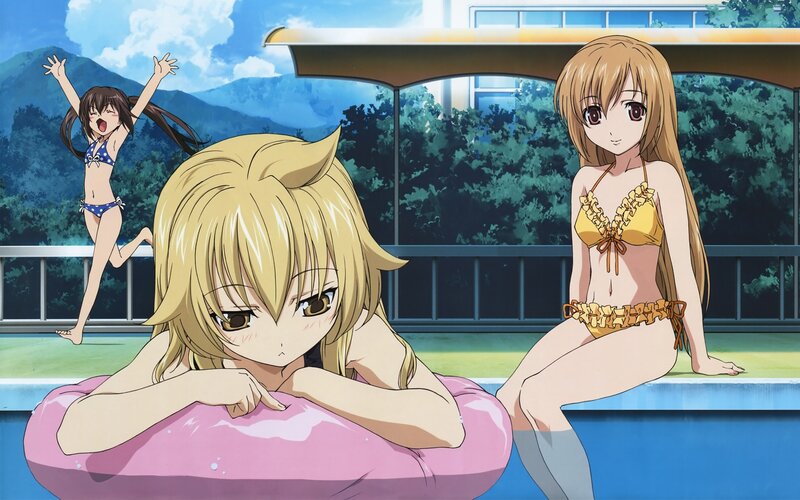 anime girls at poolside