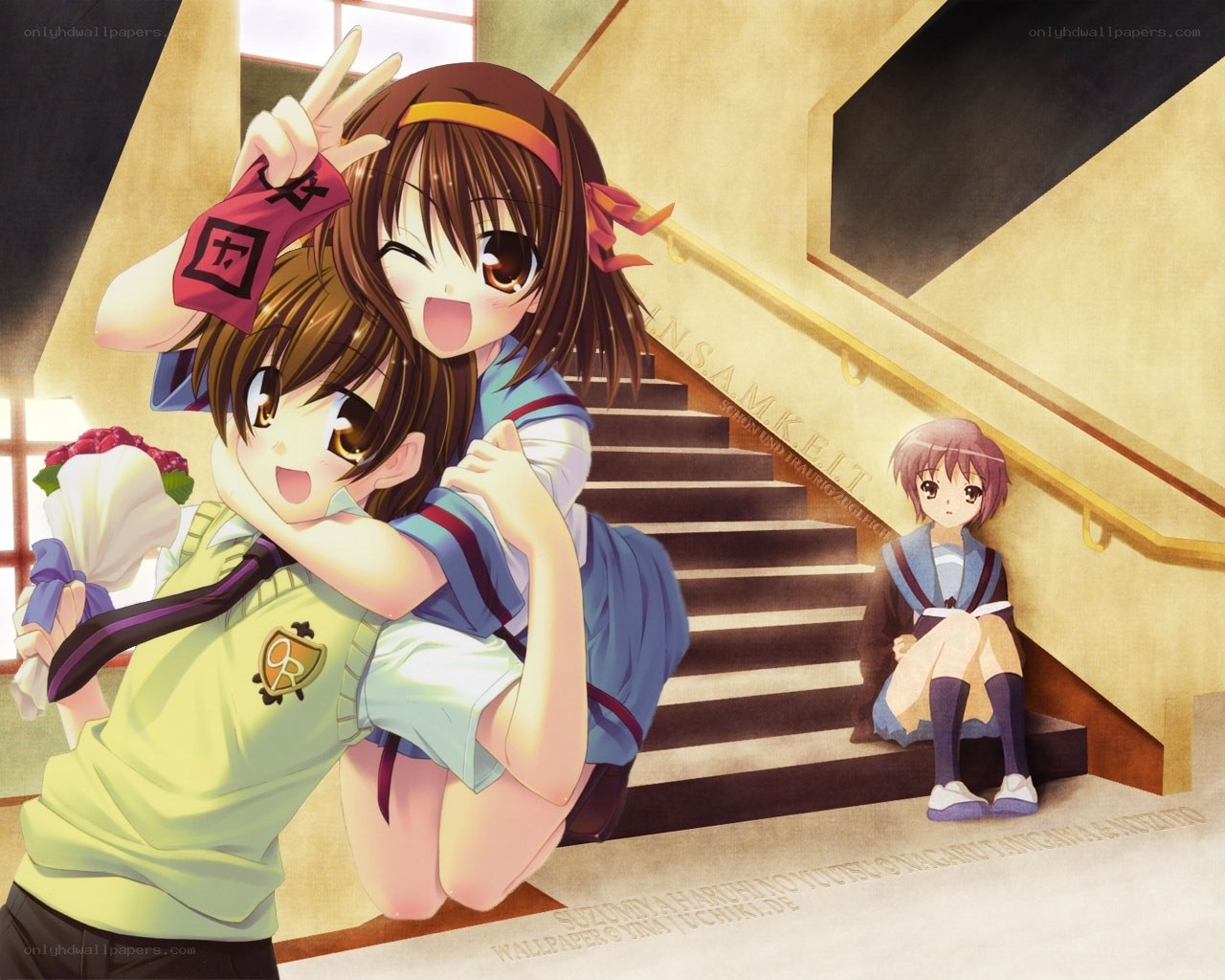Anime girls at school