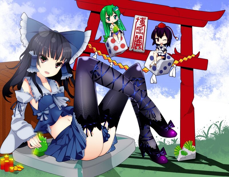 Anime Girls at Shrine — Blue