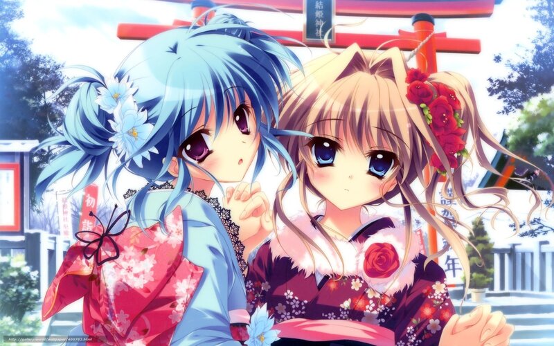 Anime girls at shrine
