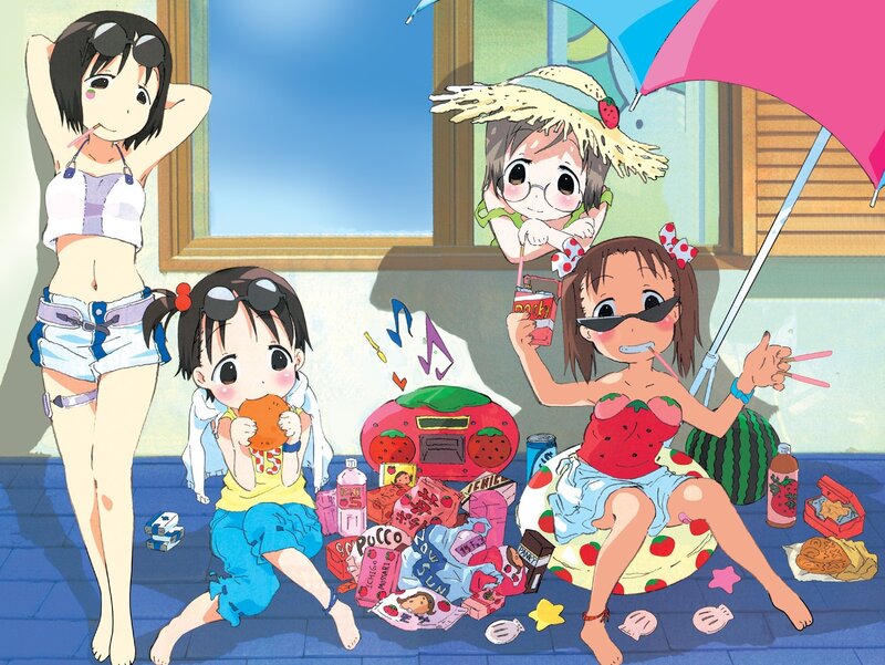 anime girls at summer picnic