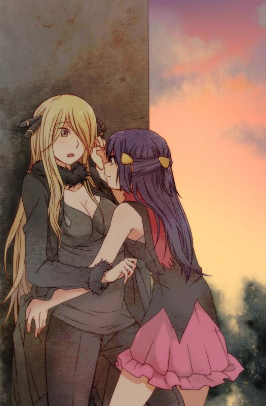 Anime girls at sunset