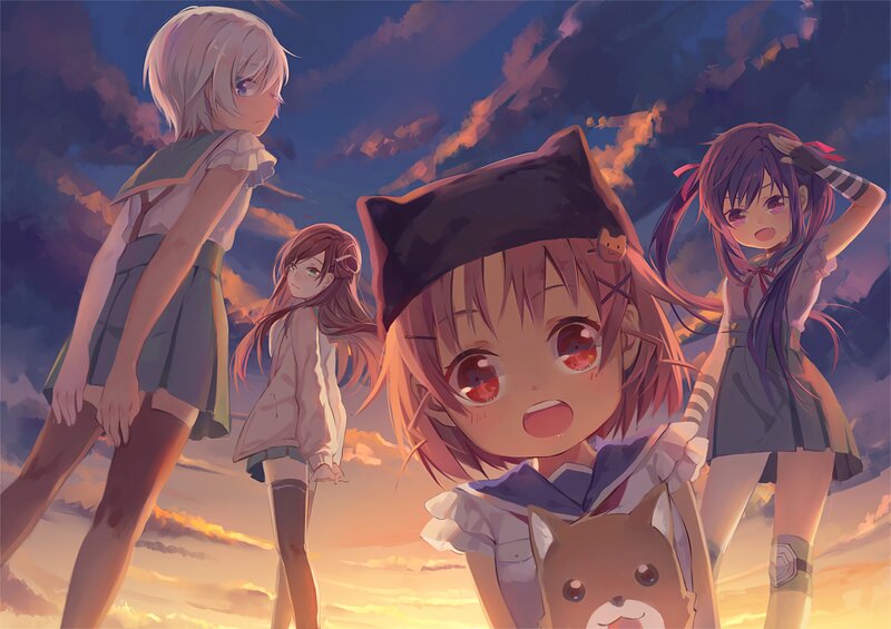 Anime Girls at Sunset — Blue