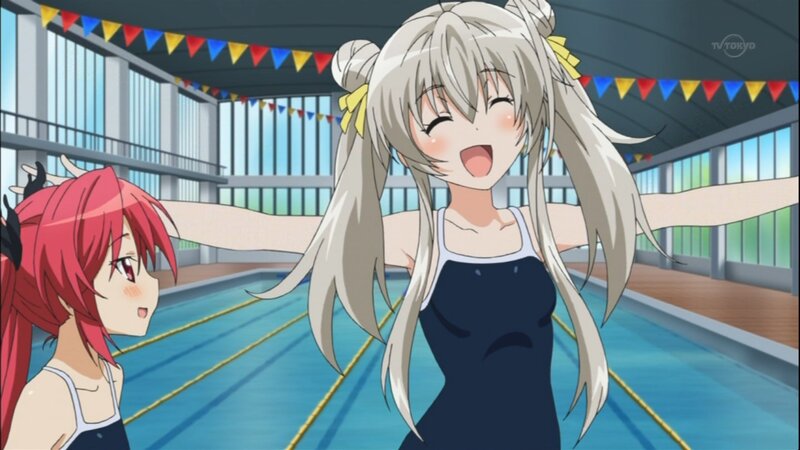 Anime girls at swimming pool