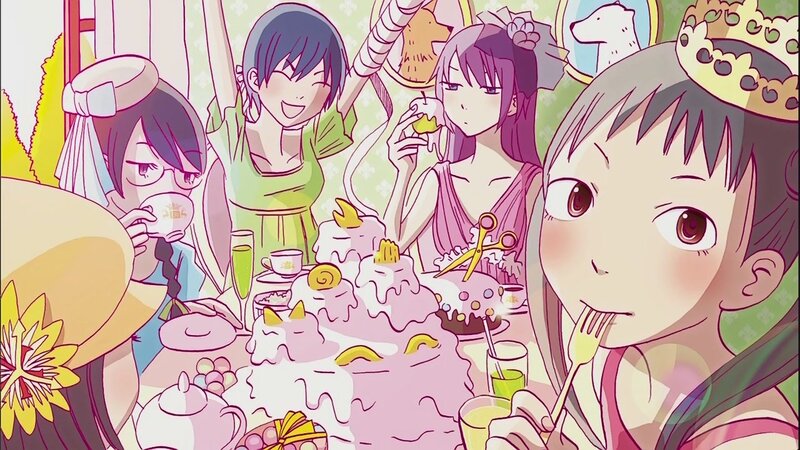 anime girls at tea party