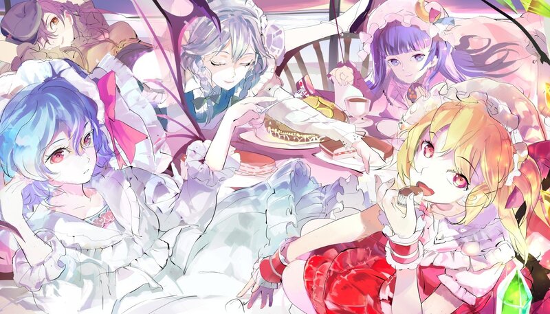 anime girls at tea party