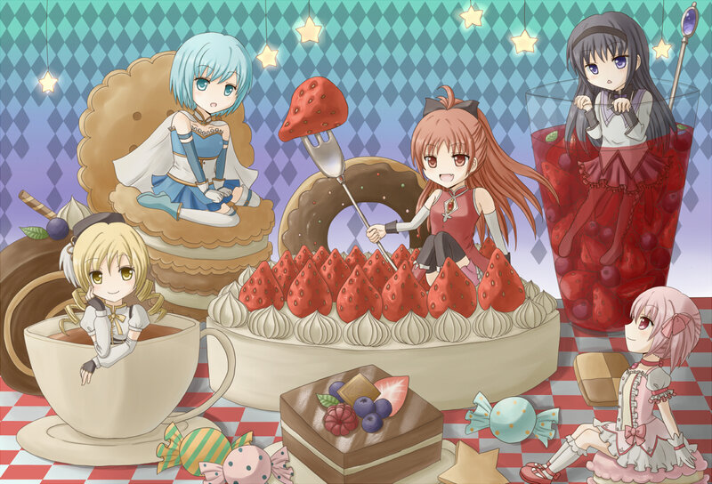 Anime Girls at Tea Party — Pink