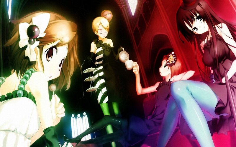 Anime Girls at Tea Party — Red