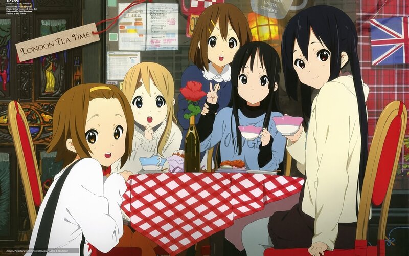 Anime girls at tea shop